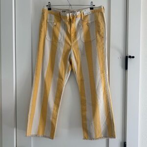 NWT J. Crew Sailor Mid-Rise Relaxed Demi-Boot Jean in Sunflower Stripe